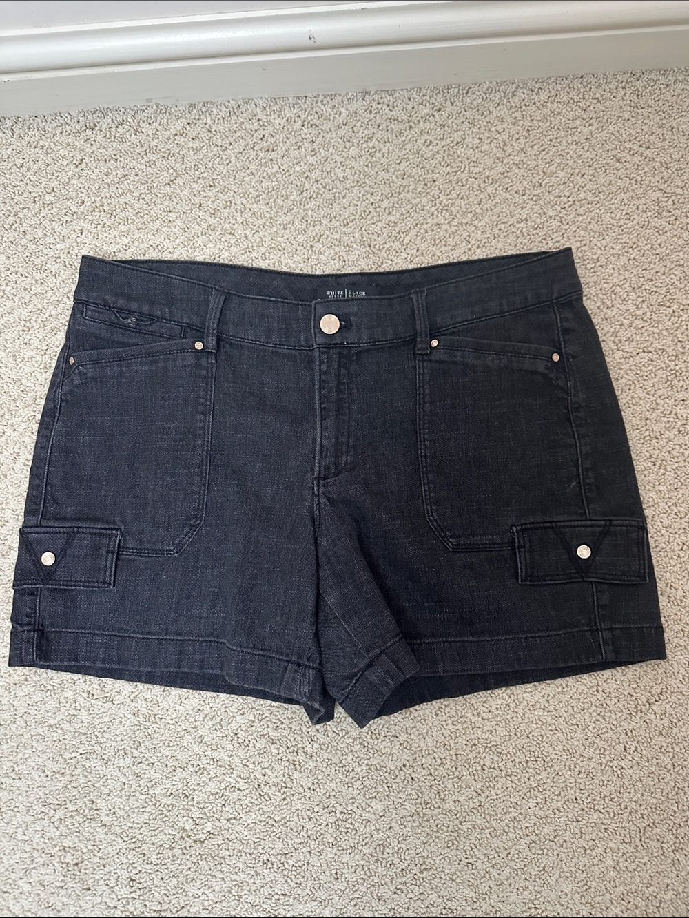 White House Black Market Black Denim Cargo Jean Shorts